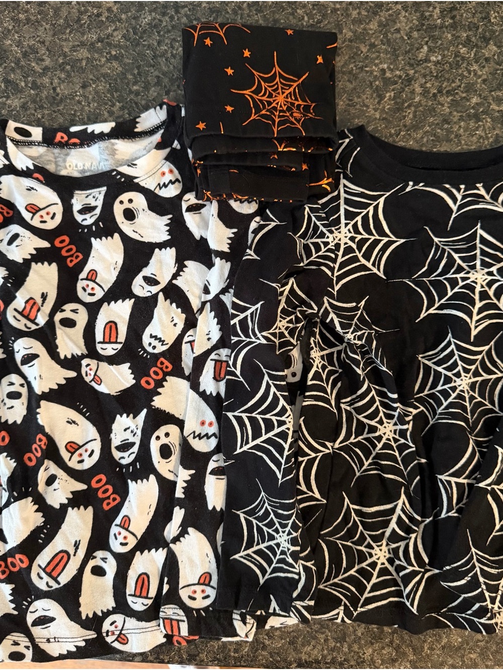 ⭐️Old Navy Black White & Orange Kids Halloween Ghosts and Spiderweb Tops